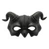 Maschera Demone Mezza Faccia Halloween Corna di Ariete Maschera Demoniaca, Mezza Faccia Horror Leggera Gotica Maschera per Cosplay Festa in Costume Stile Oscuro
