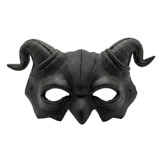 Maschera Demone Mezza Faccia Halloween Corna di Ariete Maschera Demoniaca, Mezza Faccia Horror Leggera Gotica Maschera per Cosplay Festa in Costume Stile Oscuro