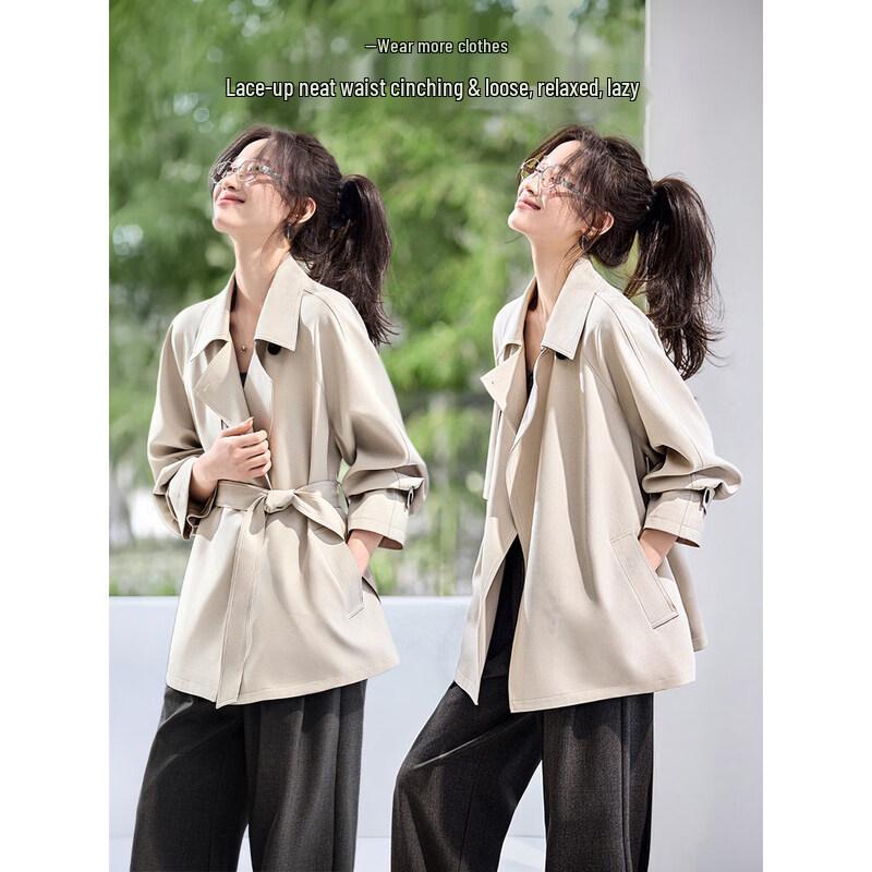 Mohan Yimei Women's Petite Short Trench Coat