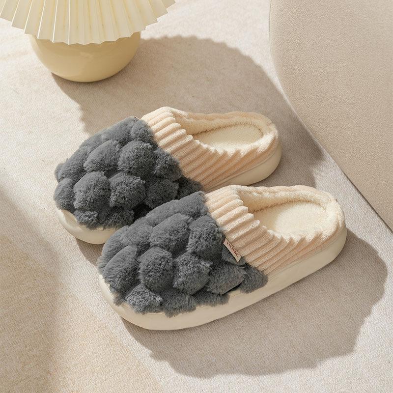 Cixi Cotton Slippers Season Couple Home Indoor Confinement Shoes Non-slip Warm Plush Cotton Slippers