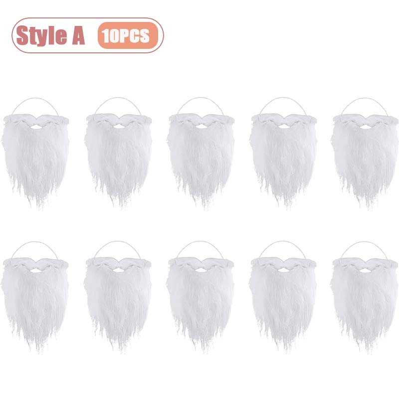 Santa Claus White Beard Mustache Christmas Costume Prop Fake Beard for Adults Kids Party Dress Up Accessory Cosplay Decoration
