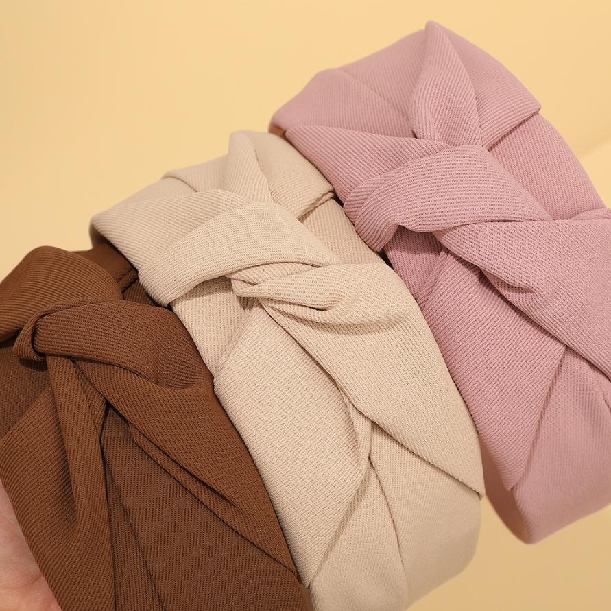 Neue geknotete Stirnbänder für Frauen Kopfschmuck Mädchen Vintage Haarspangen Stoff Breites Haarband Weicher Haarreif Haaraccessoires Kopfbedeckung