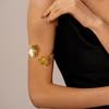 Geometry Wave Line Metal Arm Cuff Hollow Flower Bohemian Bracelet Wide Open Arm Cuff  Girls
