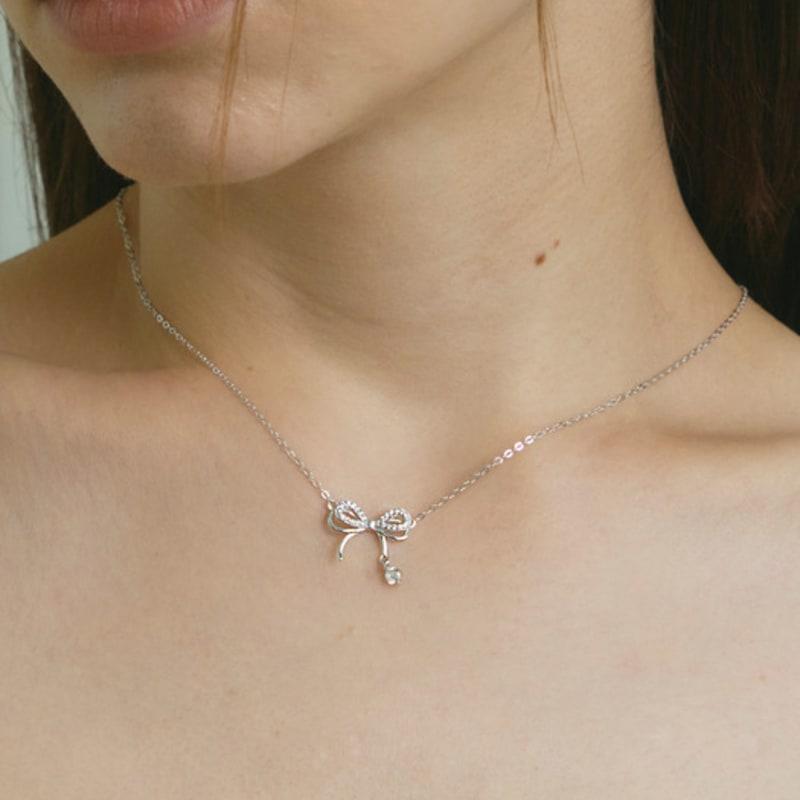 

TORTOISE [Silver925] Evciler Bow drop Necklace silver