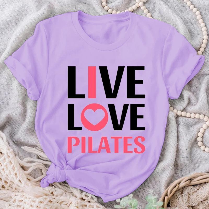 Žij Lásku Pilates Trička Módní Tričko pro Milovníky Pilates Léto Ležérní Kulatý Výstřih Volné Tričko