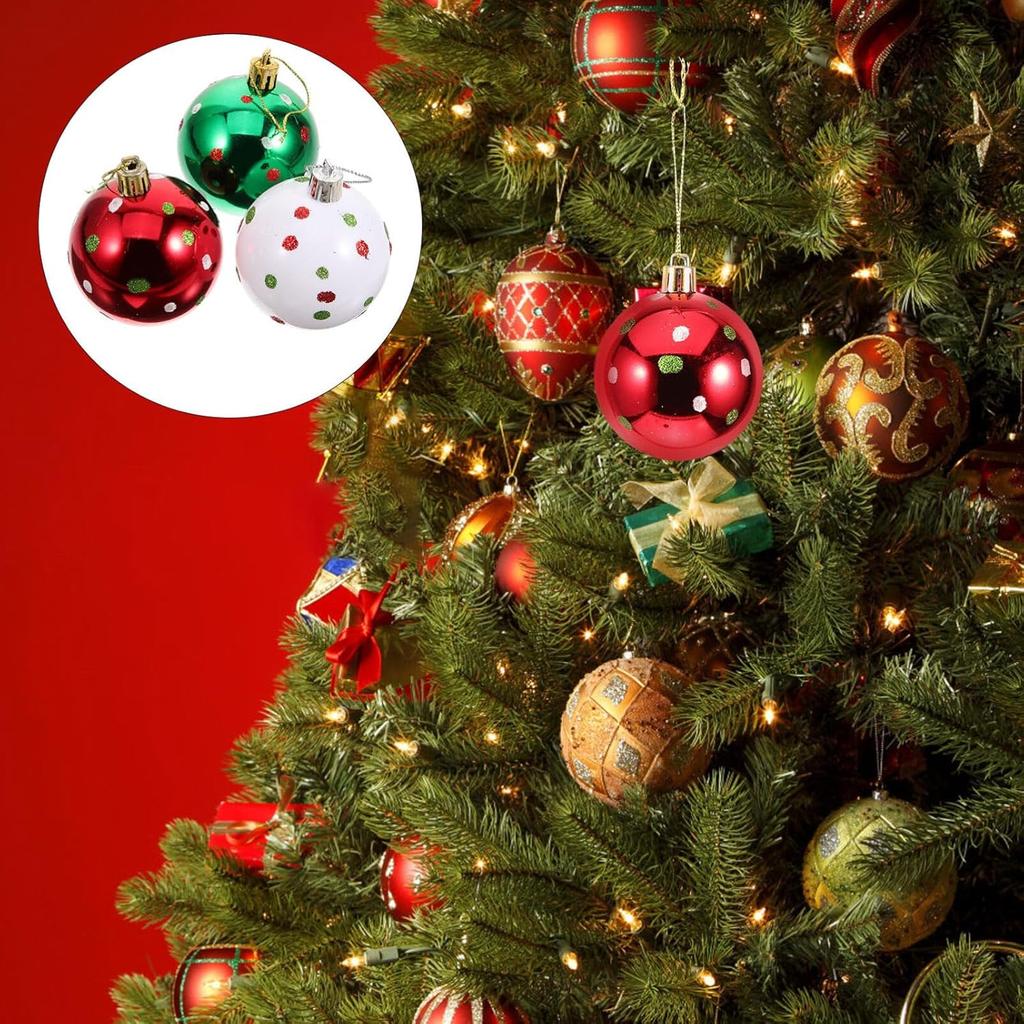 6 Stuks 6cm Kerstboom Plastic Bal Decor Stip Ontwerp Ronde Bal Festival Kerst Hangend Ornament