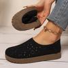 Women's Breathable Mesh Slip-On Loafers - Lightweight Casual Shoes with Soft Sole, Perforated Design for All-Day Comfort, Beige PU Cover Upper