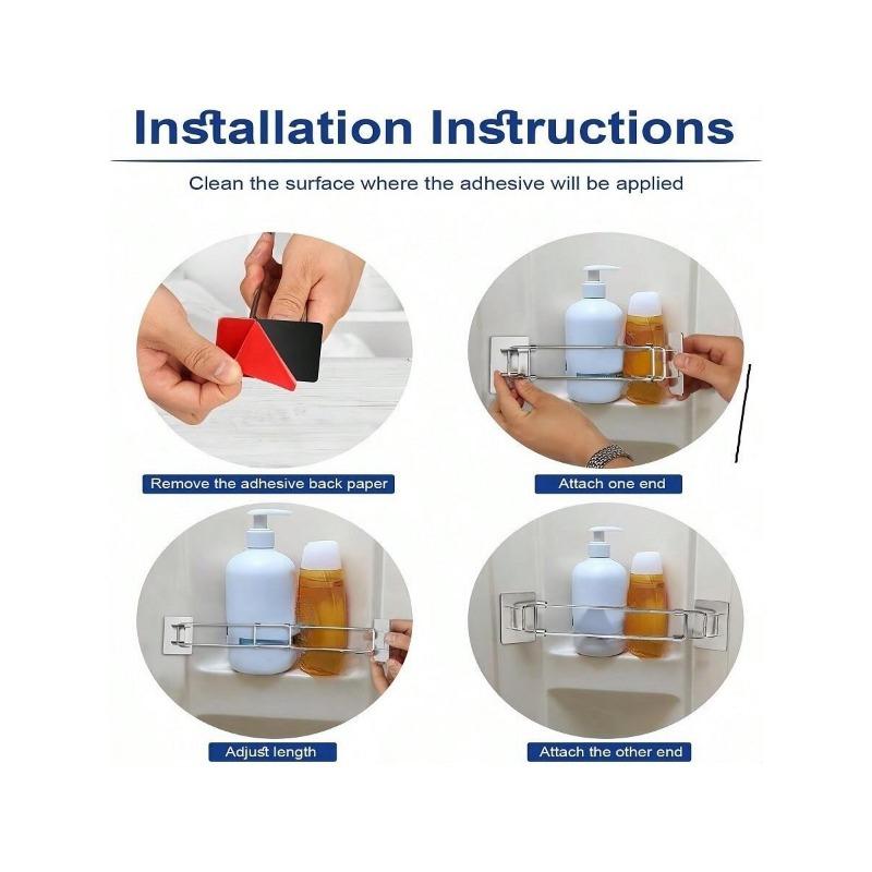 1PCS Shower Adjustable Stainless Steel Storage Corner Rack, Bathroom Corner Length 7-13 Inches Free Adjustment