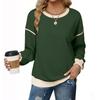 Women's Fashionable Round-Neck Wool Blend Long-Sleeve Color-Blocked Oversized Top