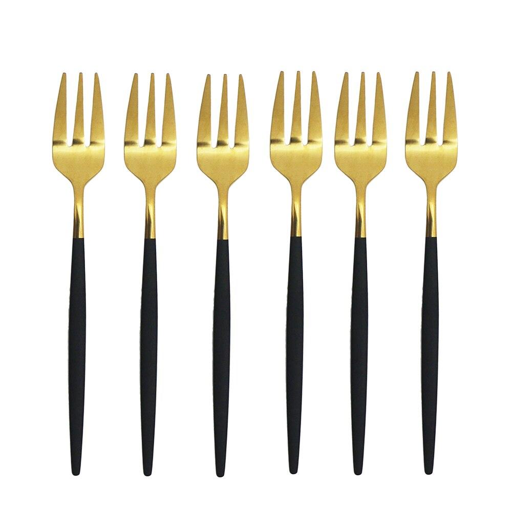 6Pcs Fruit Fork Stainless Steel Cake Forks White Gold Colourful Tea Fork Dinnerware Set Hotel Party Restaurant Supplies