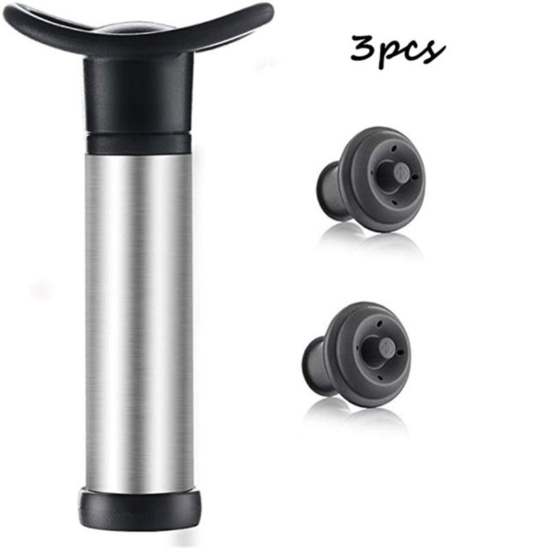 Wine Preserver Vacuum Air Pump  Wine Bottle Stoppers Durable Stainless Steel Construction Airtight, Leak-Proof Seal Easy