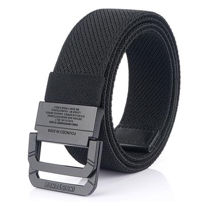 Two-ring Buckle Elastic Elastic Canvas Thin Narrow Belt, Trendy Belt, Canvas Woven Pants Belt EMA