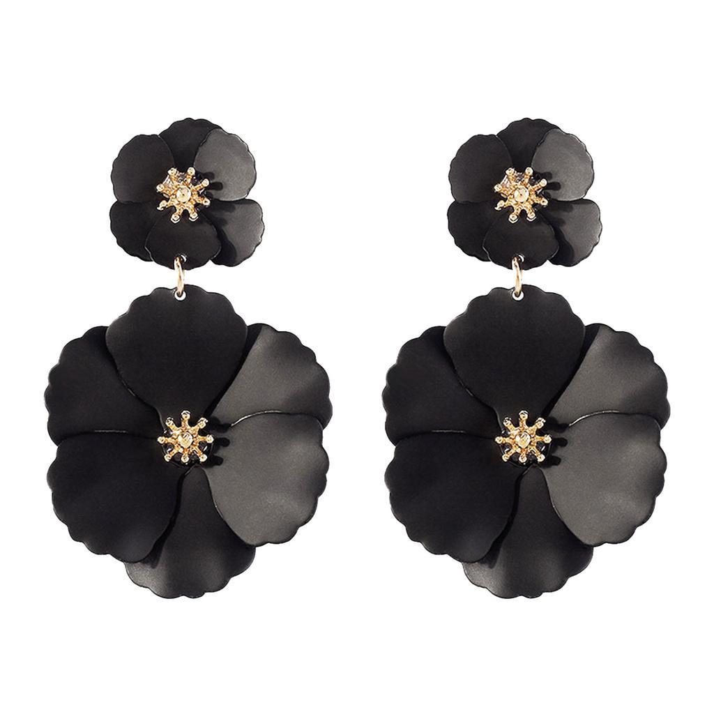 Unique Flower Studs Earrings Fashionable Colorful Dangle Statement Earrings Iron Texture Suitable for Youthful Women
