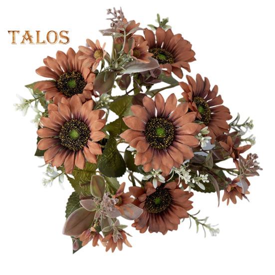 

Искусственный букет подсолнухов. Хорошая точность украшения. Отличная детализация. Реалистичный свадебный реквизит. Искусственный букет подсолнухов. Свадебный декор. темный кофе