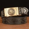 Fashion Male Belt Genuine Leather Belt for Men Carving Pattern Automatic Buckle Belt Strap for Jeans