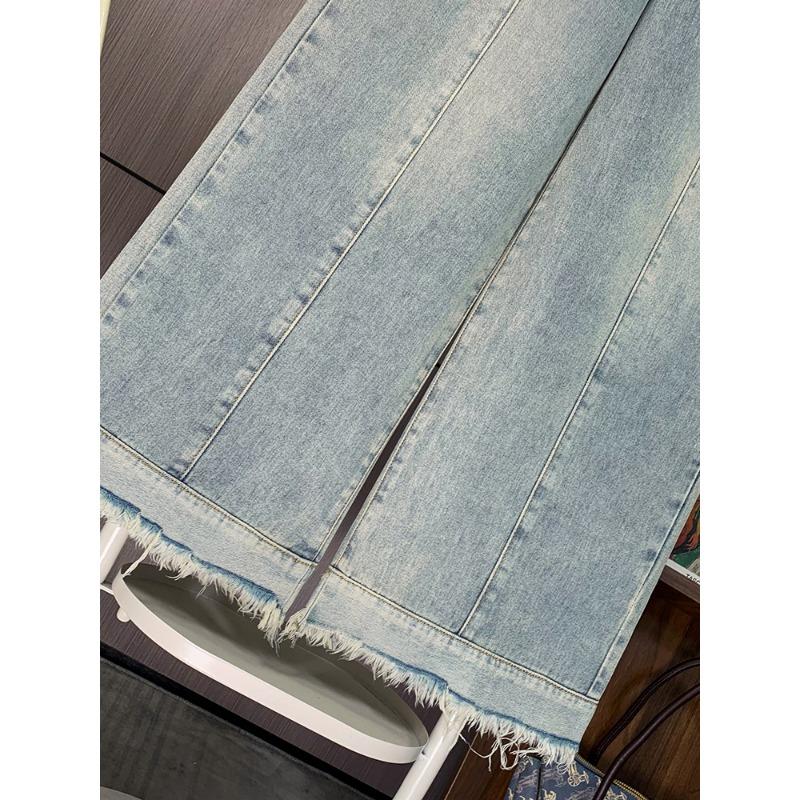 Dimanaf 2025 Høst Blå Basic Elastiske Jeans Nye Bukser Dame Løse Denim Bukser Store Hverdagsbukser Pluss Størrelse 6XL