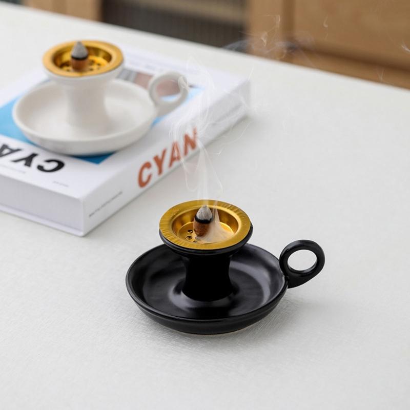 Ceramics Incenses Holder,Cone Incenses Burners with Handle,Ashes Catcher,Aromatherapys Ornament Home Office Decorations