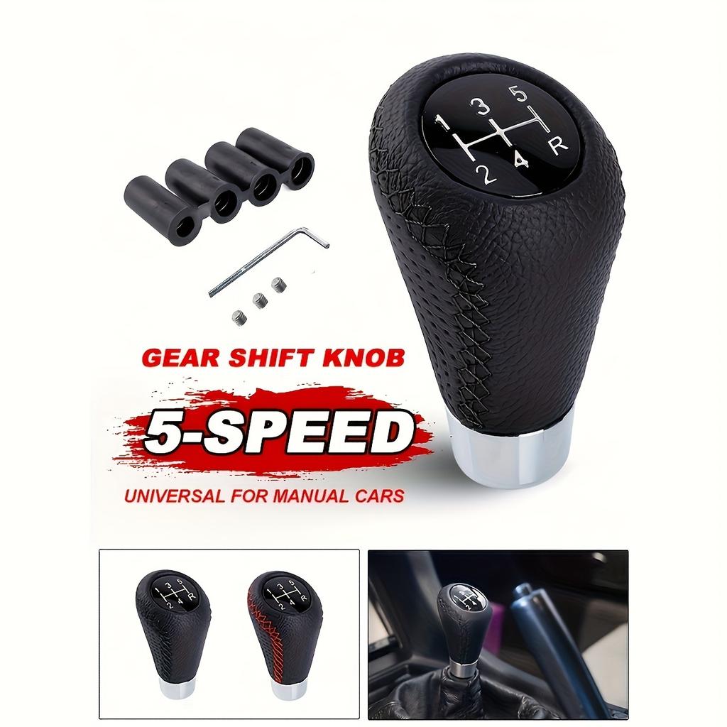 Universal 5 Speed Manual Leather Red Stitch Gear Shift Knob Car Gear Stick Shift Knob Lever Manual Transmission M8 M10 M12