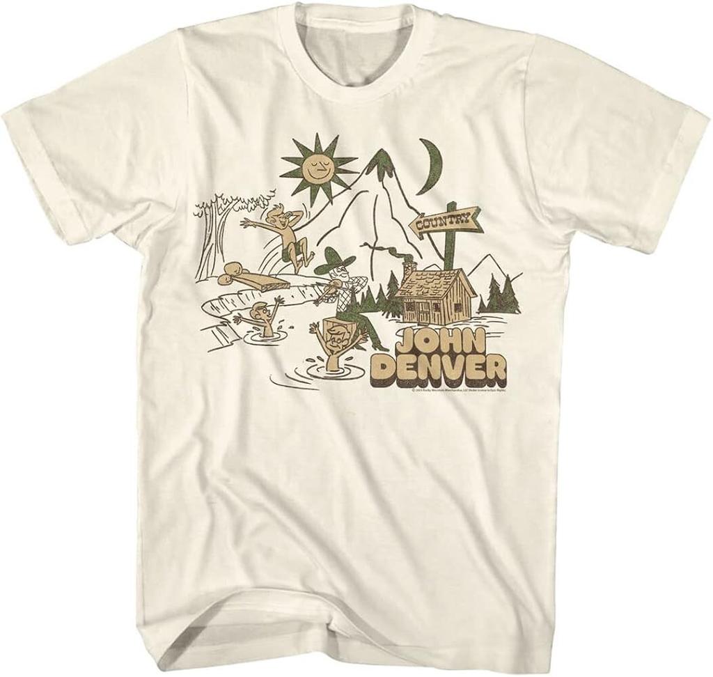 New! John Denver Country Cotton White Shirt Unisex Concert S To 5XL EL0246