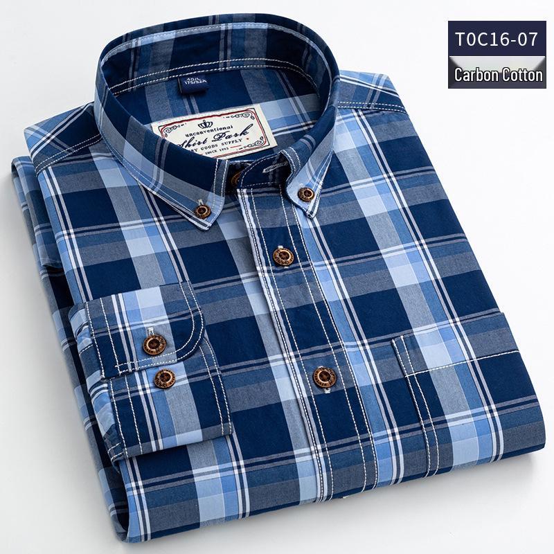 

Men s Spring Plaid Slim Fit Long Sleeve Shirt - All-Cotton, Carbon Brushed, Youth Trendy Size L