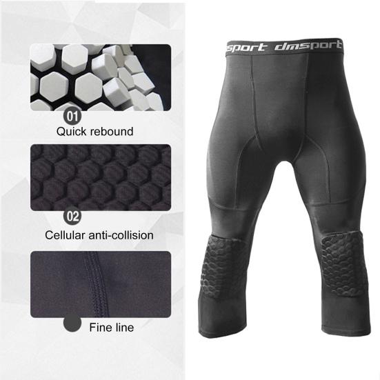 Capri Kompressionshose mit Knieschützern Wabenpolsterung 45720 Länge Nicht schweißtreibend Hochelastisch Großer Schutz Atmungsaktiv Jugend Jungen Basketball