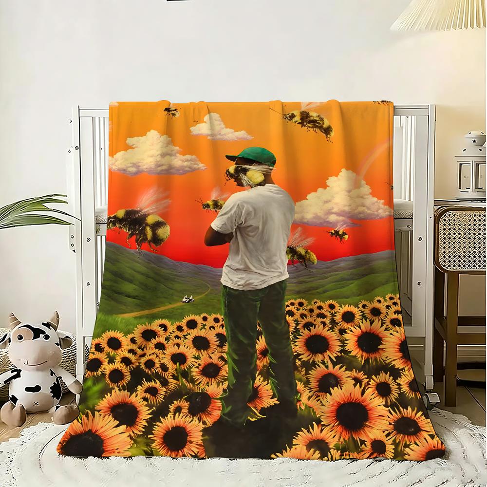 Album by Tyler The Creator Throw 240g Flannel Blanket Lightweight Soft Skin-friendly Summer Thin Throw Blanket 75x90cm