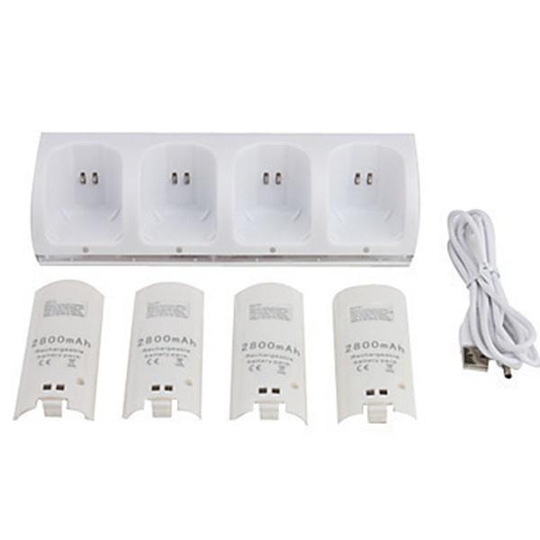 For Wii Remotion Controller 2/4Pcs Rechargeable Batteries & Charger Dock Station