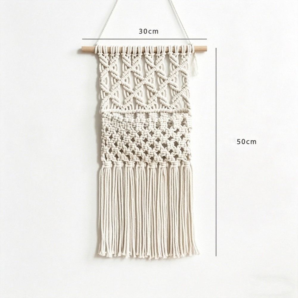 Wooden Rod Macrame Wall Hanging Woven Wall Organizer Wall Decoration Hanging Planter Home Decor