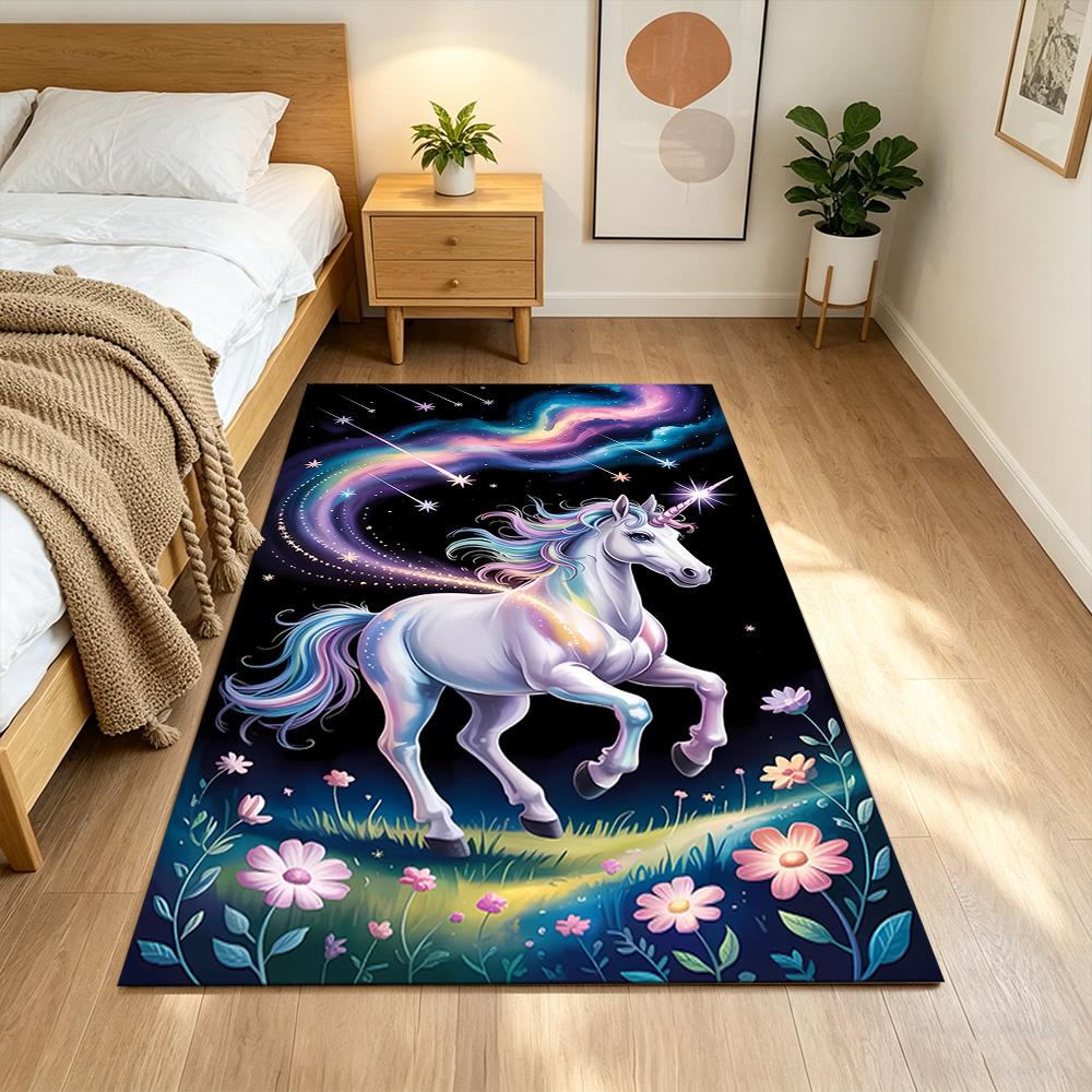 Moonlit Unicorn In Enchanted Forest Non-Slip Home Carpet Design for Office Decor Living Room Bedroom Gift