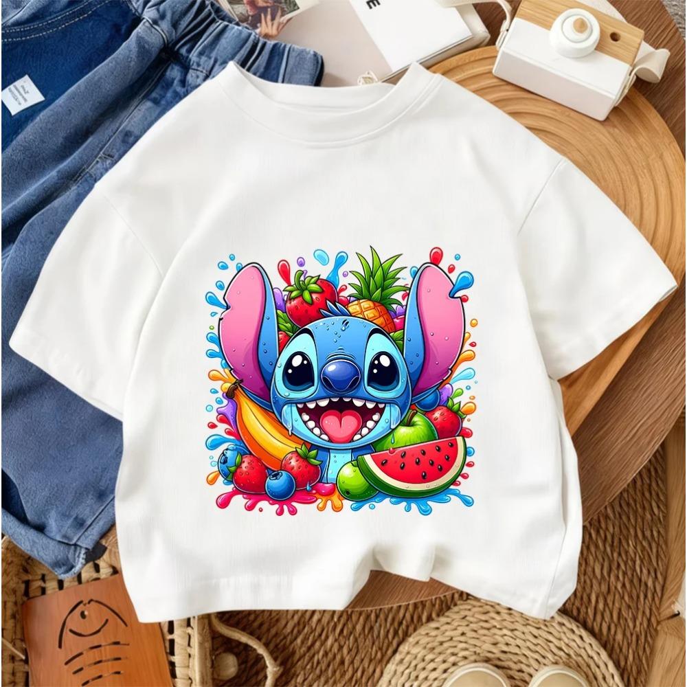 Stitches Child Cotton Tee Short Sleeve Blue Alien Ears Character Summer Daily Wear