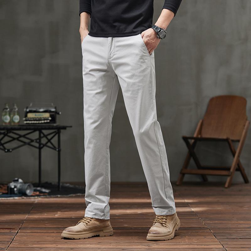 

Весна/лето Новые мужские легкие роскошные качественные повседневные деловые свободные прямые брюки из чистого хлопка модные брюки 40 серебряный серый