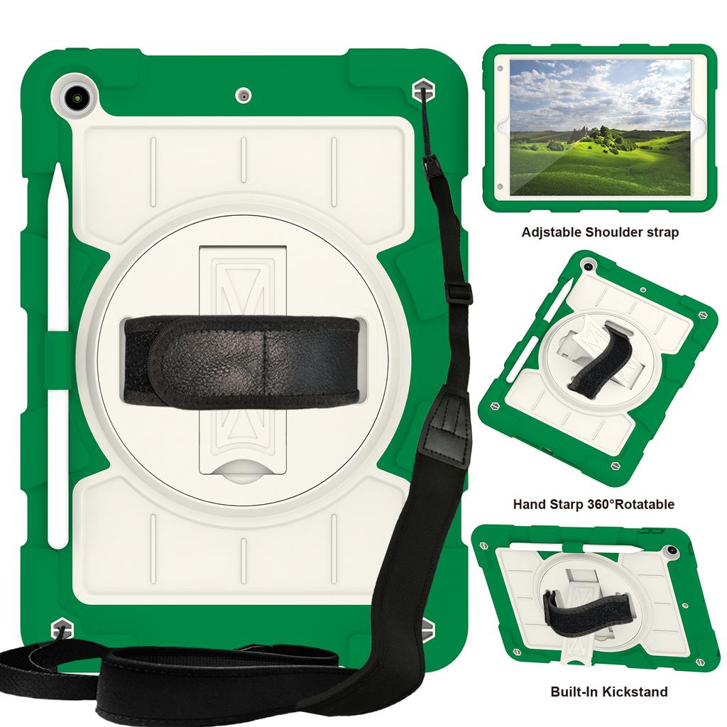 With Shoulder Strap Heavy Duty Case for IPad A16 2025 11th 10.9 2022 10th 10.2 2019 2020 2021 7-8-9th Gen. Rotation Stand Cover