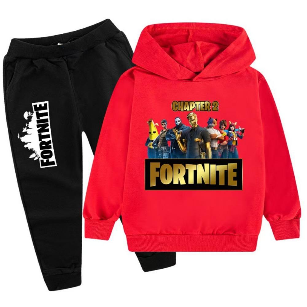 

Набори дитячі з принтом гри Fortnite, худі, мультяшні, зручні, костюм з 2 предметів, вільні топи з довгим рукавом, штани, осінньо-зимовий одяг 150