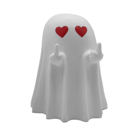 Halloween Ghost Figurine Middle Finger Ghost Ornament Resin Flip The Bird Ghost Statue for Desk Home Office Bathroom