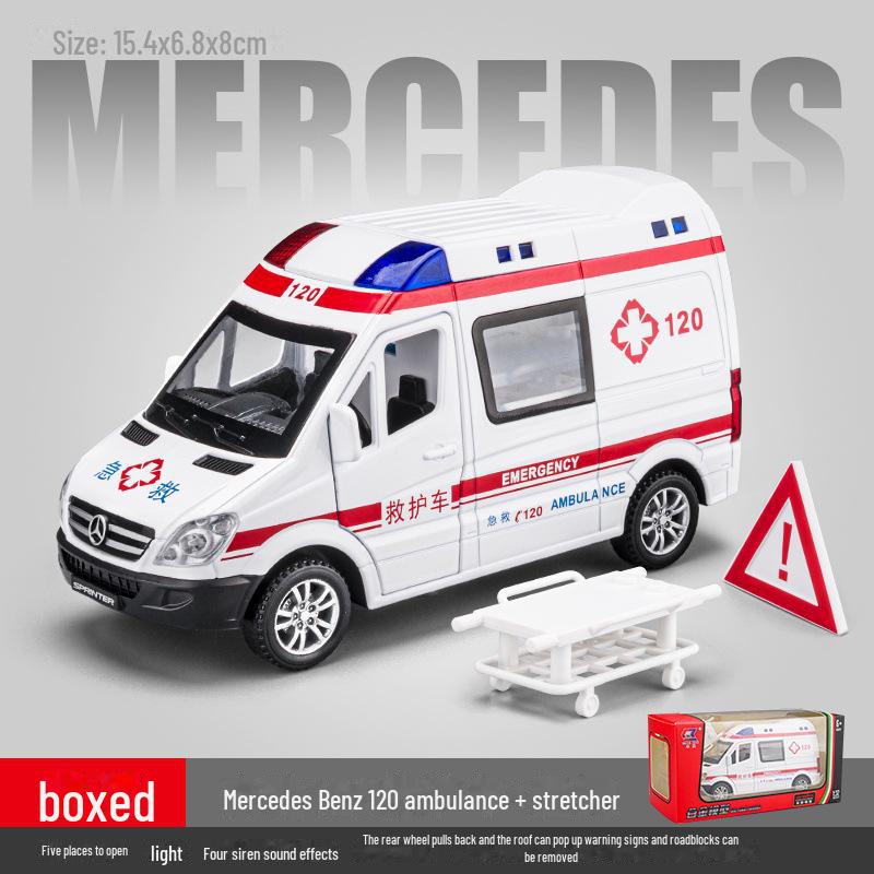 

1:32 Модель скорой помощи Mercedes-Benz со звуком, светом и инерционным механизмом - Детская игрушка