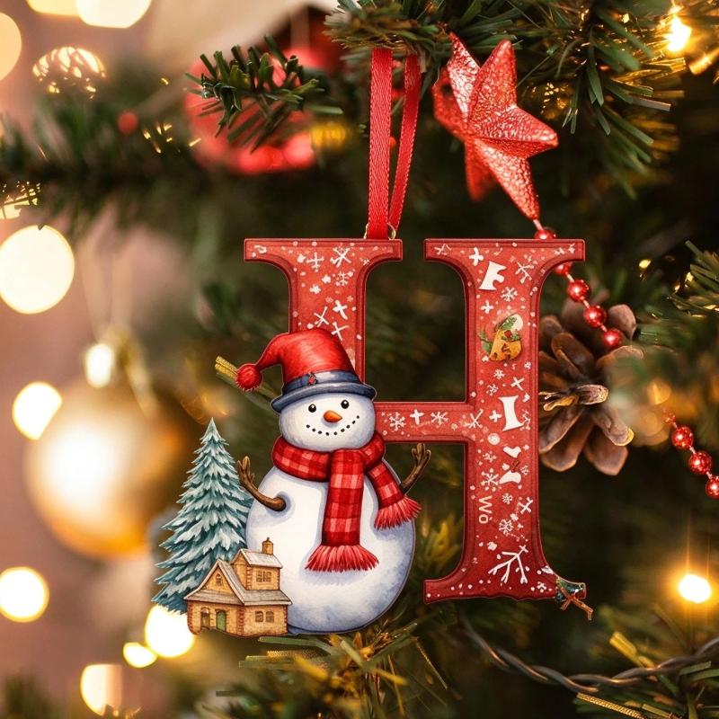 1Pcs Navidad Gift 26 Letters Acrylic Pendant For Christmas Tree Personalized Xmas Decoration Holiday Home Ornaments