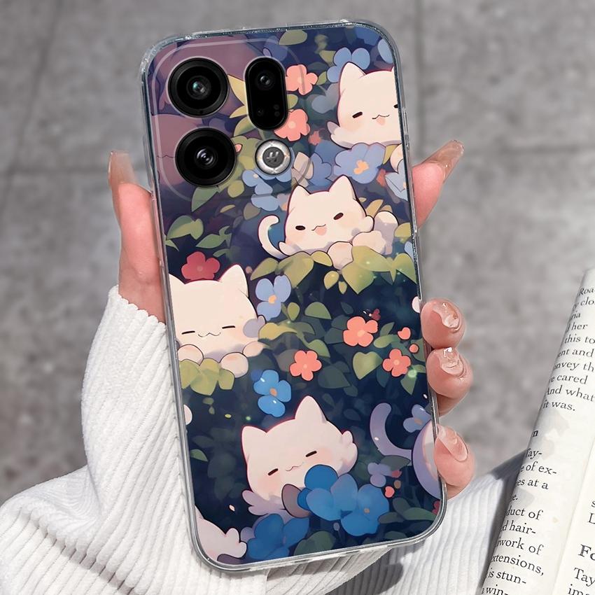 Suitable For Oppo Find X9 X7 X5 Pro X3 X2 Reno11 12 Pro Phone Cover Cute Panda Rabbit Pattern Transparent TPU Dustproof Protective Case For Oppo Shell