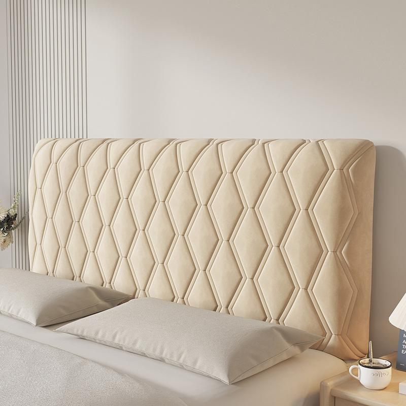 All-inclusive Super Soft Smooth Quilted Head Cover Thicken Velvet Headboard Cover Solid Color Bed Back Dust Protector Cover