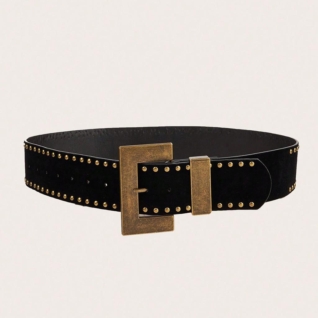 

Rivet Faux Leather Belt With Metal Pin Buckle For Street Fashion чорний