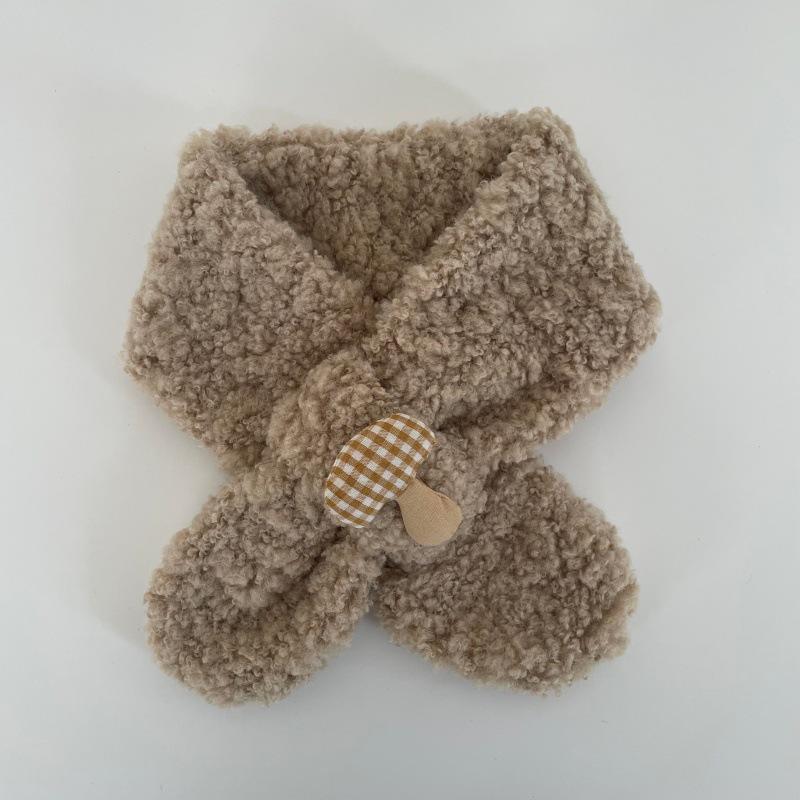 Korean Cartoon Mushroom Kids' Scarf: Unisex, Thickened Crossed Neck Warmer