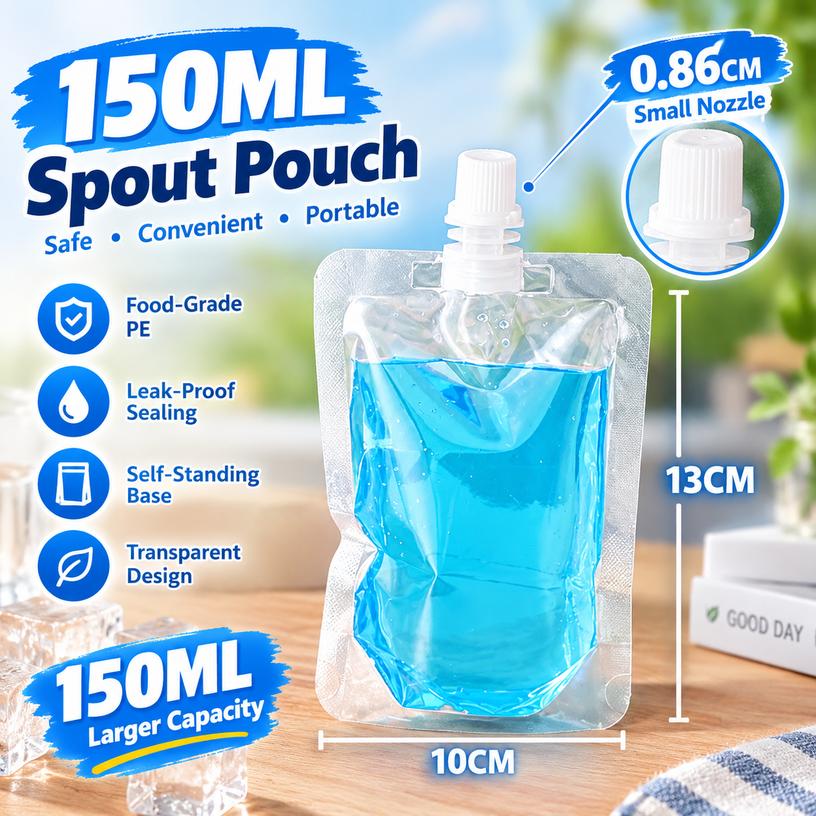 Food-Grade PE Spout Pouch Self-Standing Beverage Bag with Small Nozzle