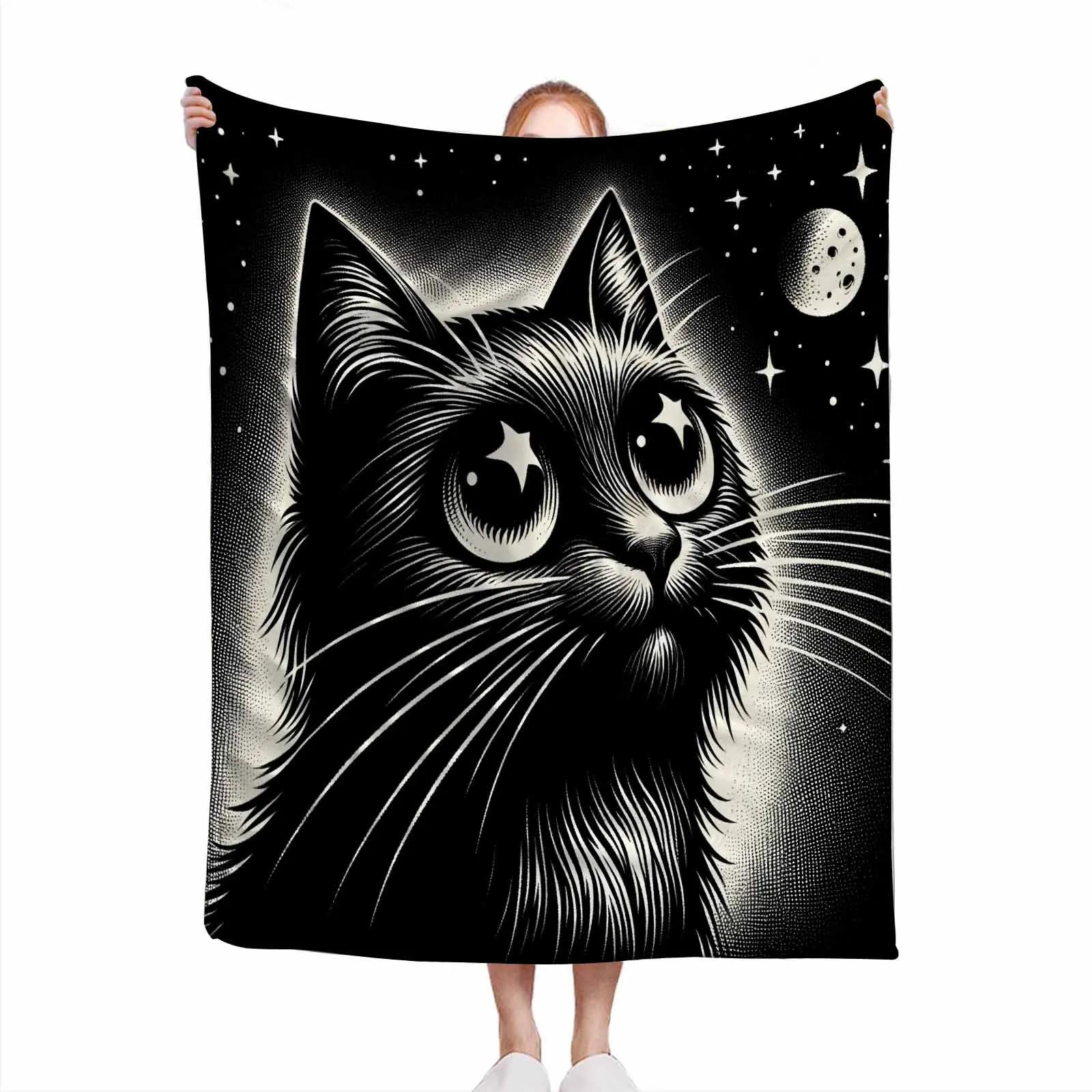 

Cute Big-Eyed Cats Design Soft Microfiber Throw Blanket – Cozy for Bed, Sofa, Camping, Picnic & Winter Warmth Decor 130x150cm(51x59in)