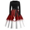 Women's Vintage V-Neck Christmas Print Casual Dress for Holiday Party