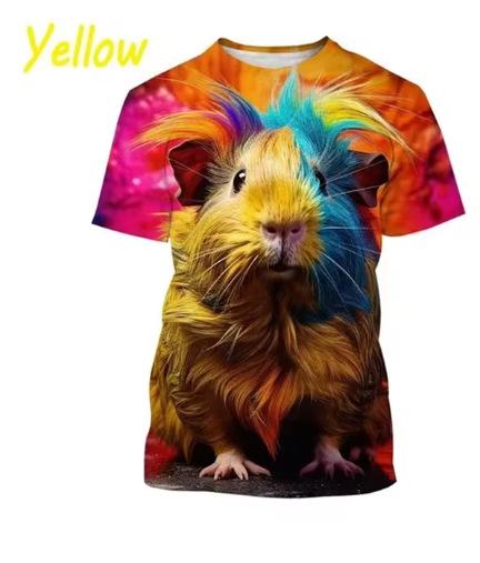 Süßes Hamster-Muster T-Shirt, 3D-bedrucktes kurzärmeliges T-Shirt für Herren und Damen, extra große Größe Hip-Hop T