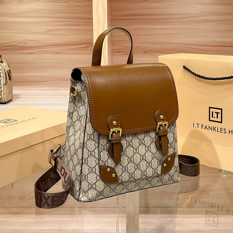 Guangzhou Rucksack aus echtem Leder Damen Neu Herbst und Winter Modisch Vintage Blume Große Kapazität Rucksack Vielseitig Lässig Reise Tasche