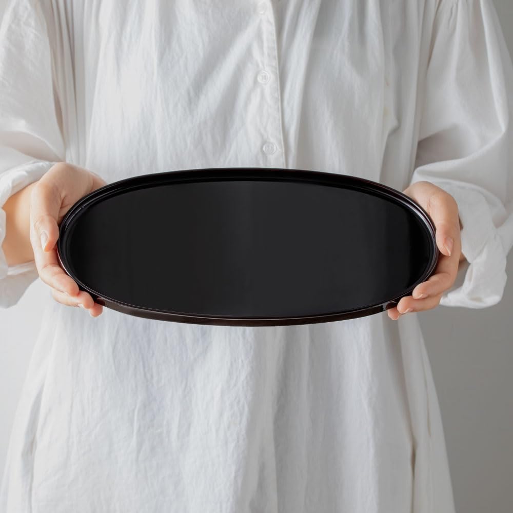 Oval Obon Haretoke Black Width 30cm X Depth 16cm X Height Made In Japan Obon Tray Tray Echizen Lacquerware Small Mini Obon &NE NSY-345-BK