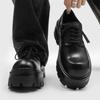 Thick-soled Derby Shoes for Men's Advanced Sense, Black Heightening Big Head Leather Shoes