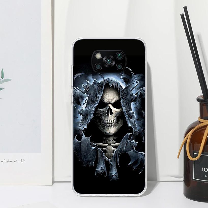 Reaper Skull Skeleton Gun Phone Case For Xiaomi Poco X7 X6 X5 M7 M8 Pro F7 Ultra Redmi 15C 15 13C 13 12C 12 10 10C 10A Art Funda