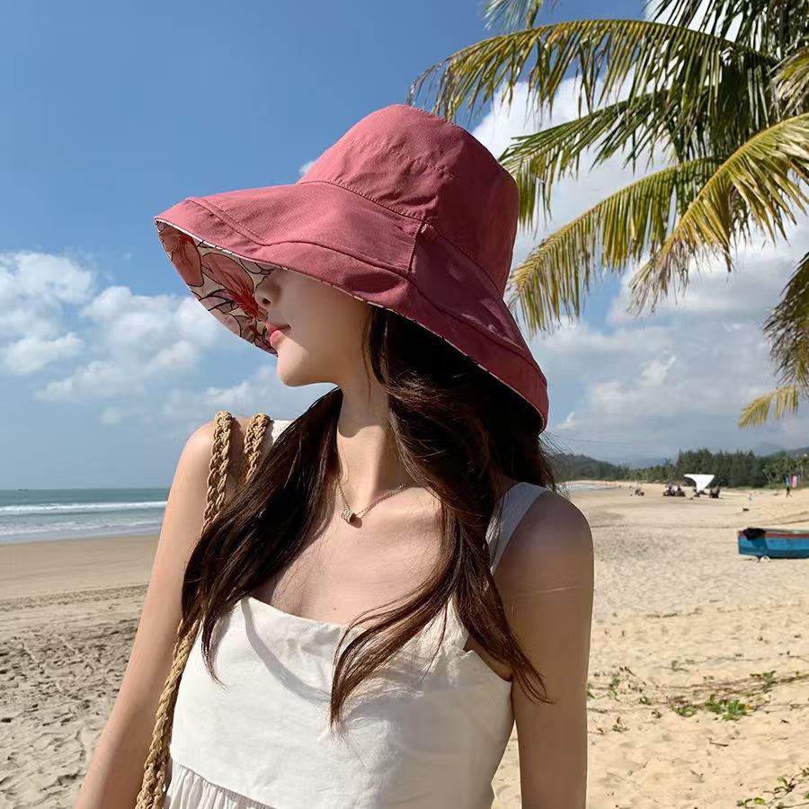 New Women's Summer Double-sided Large Brim Sun Hat Temperament Versatile Sun Protection Hat Face Protection UV Sun Hat