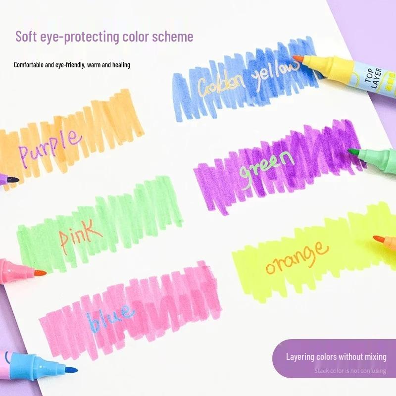 Newcomer Special: Double-Headed Layered Color Highlighter Pen Set (6 pcs)